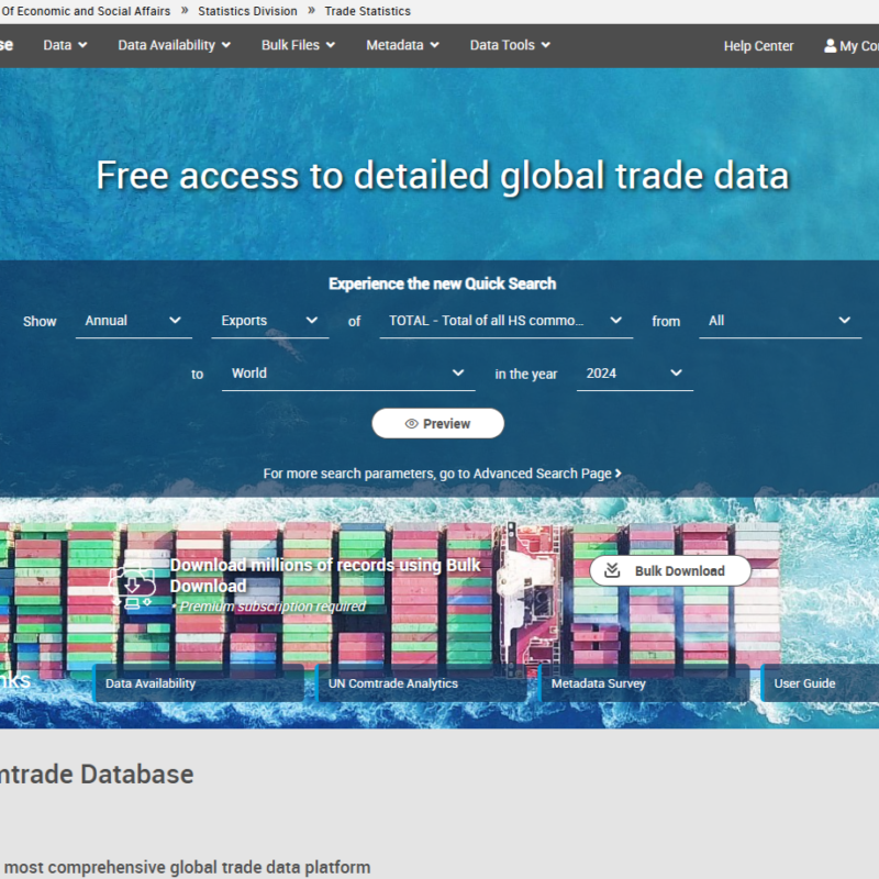 UN Comtrade Premium账号一个月